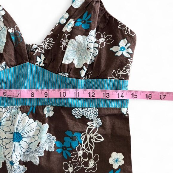 Vintage Y2k Charlotte Russe Brown Floral Print Midi Dress - Picture 4 of 5